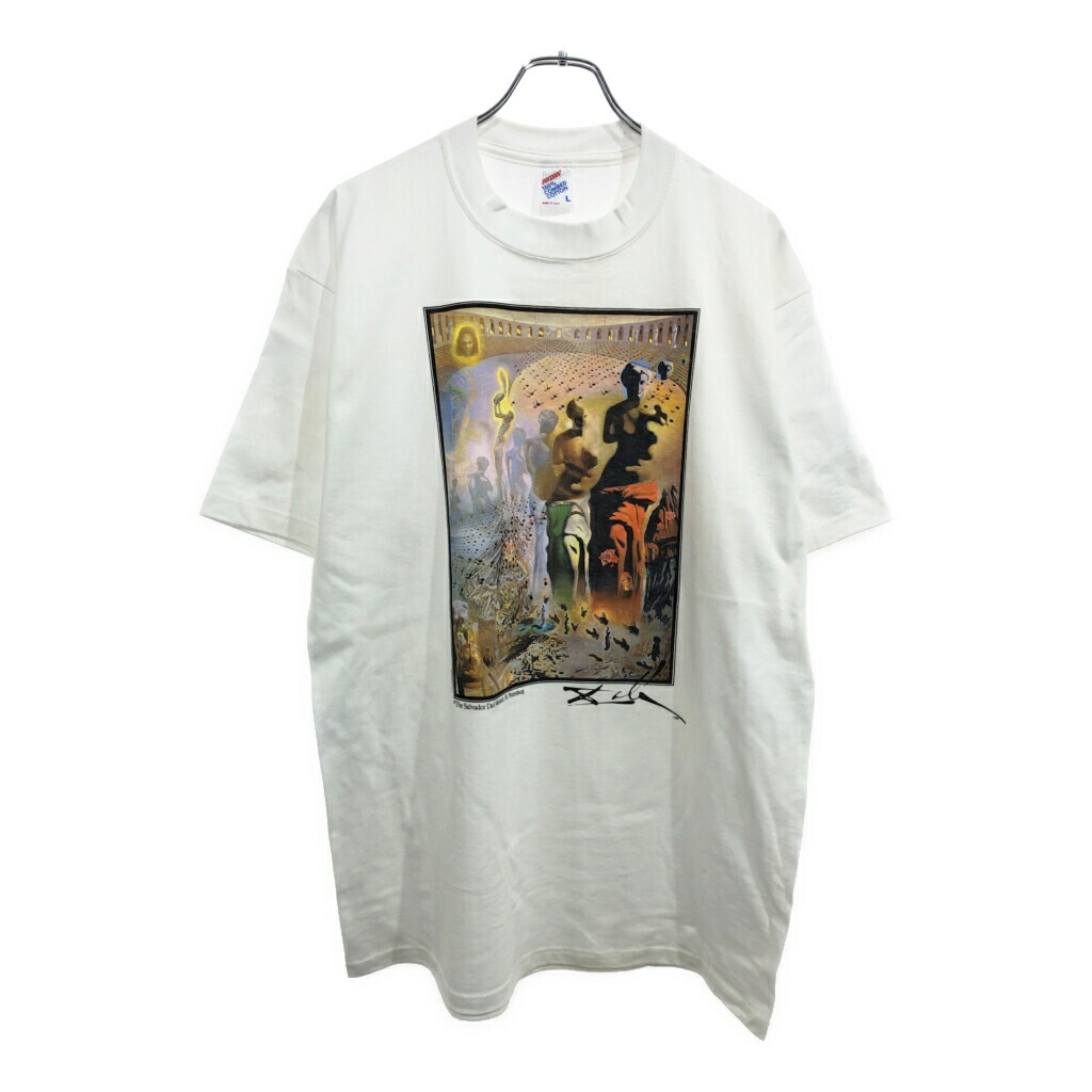 90年代 USA製 Salvador Dali サルバドール・ダリ 幻覚剤的闘牛士 半袖Ｔシャツ アート ホワイト(メンズ L)中古 古着 U5807