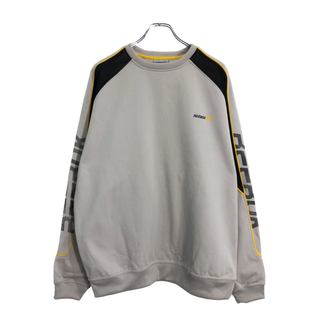 Reebok リーボック ワンポイントロゴ スウェット スポーツ 袖プリント グレー(メンズ L)中古 古着 U6042