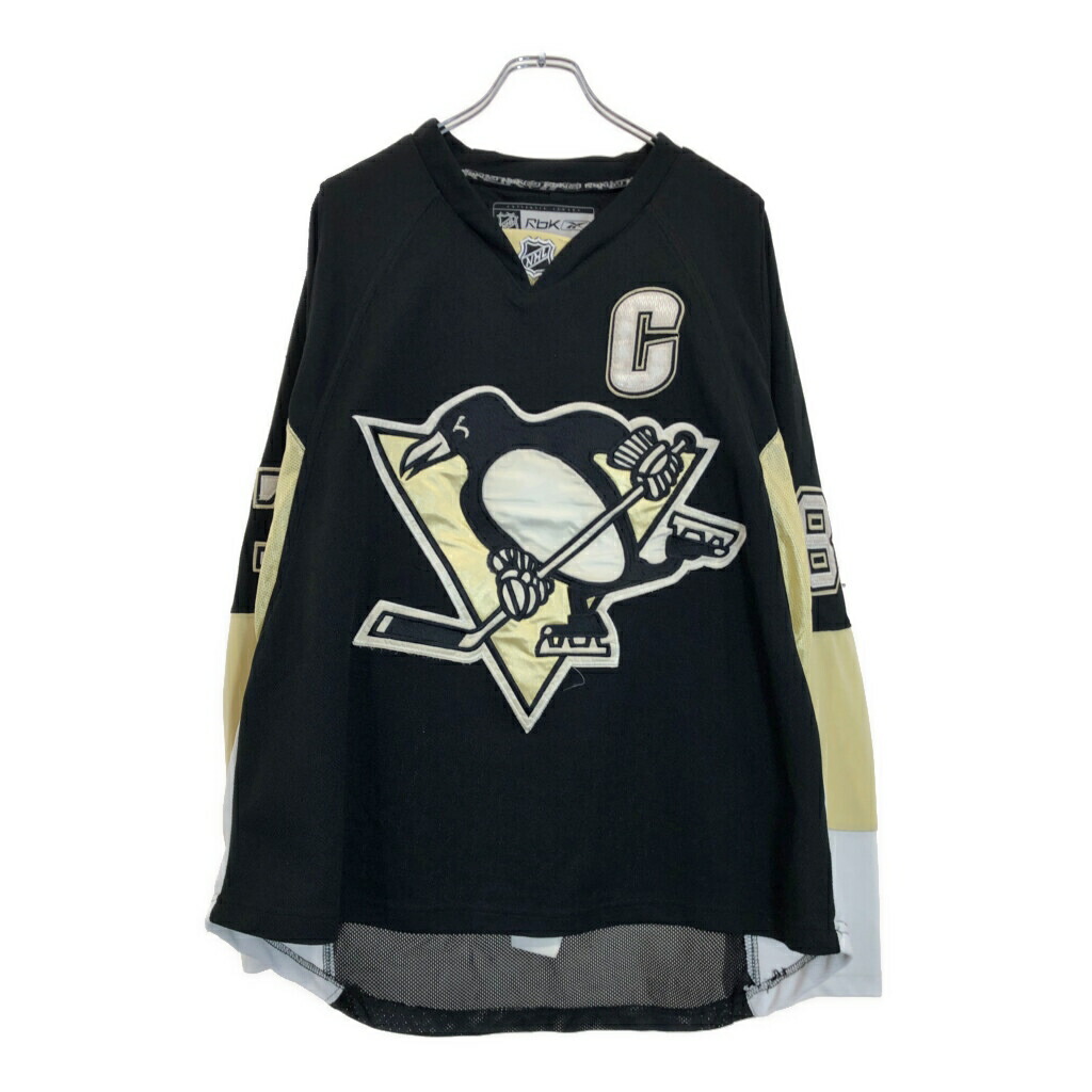 【リーボック】【NHLペンギンズ】ホッケーシャツ　総刺繍ロゴ　Ｌサイズ リーボック】【NHLペンギンズ】ホッケーシャツ 総刺繍ロゴ L