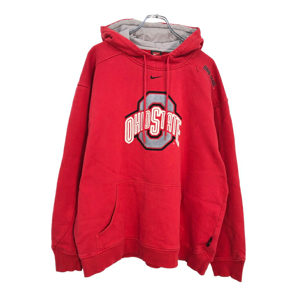 00年代 NIKE ナイキ OHIO STATE スウェットパーカー レッド(メンズ L)中古 古着 U6764