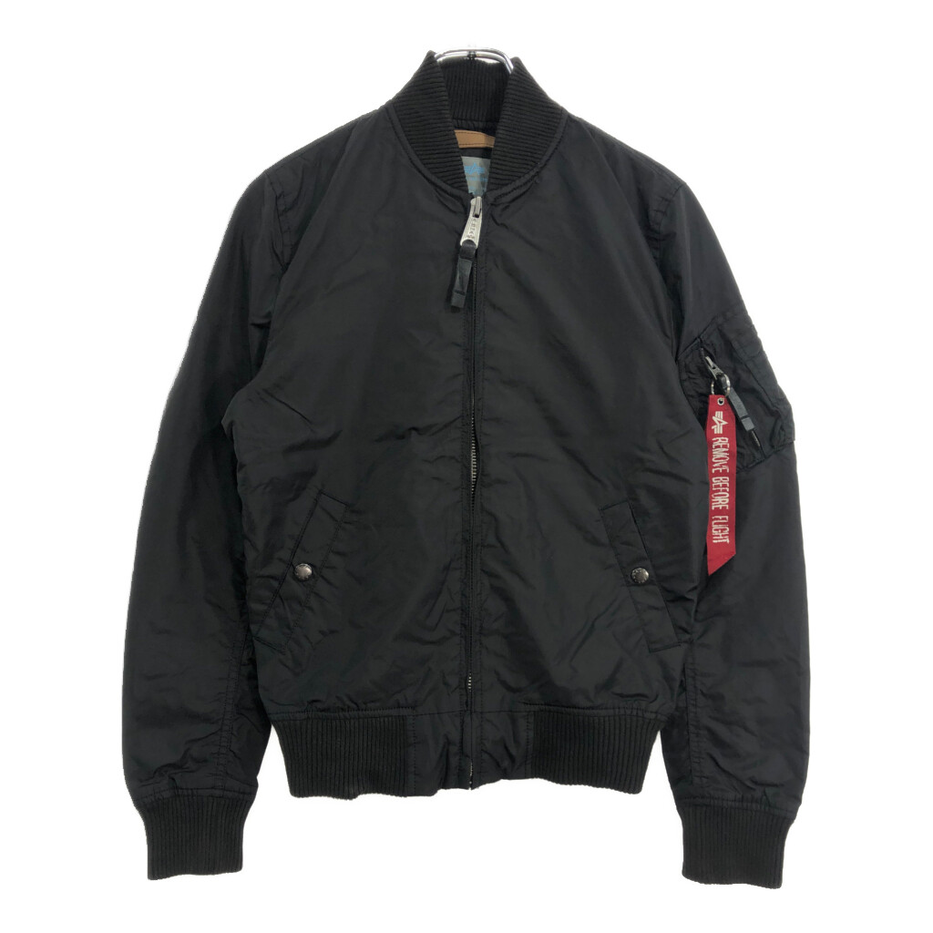 ALPHA INDUSTRIES アルファ インダストリーズ フライトジャケット ミリタリー ブラック(メンズ SMALL)中古 古着 U7614|YAMAHISA USEDCLOTHINGSHOP