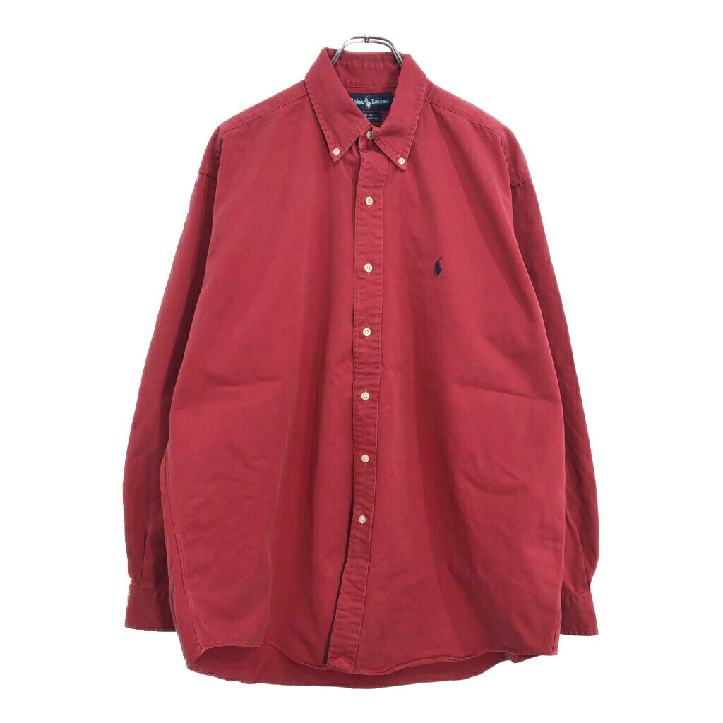 RALPH LAUREN ラルフローレン BLAKE ボタンダウン 長袖シャツ レッド(メンズ L)中古 古着 U7622