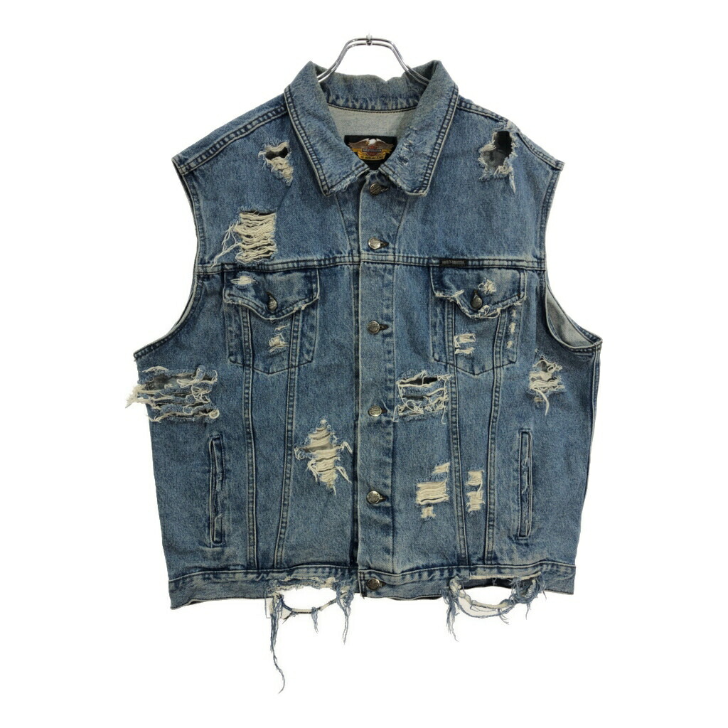早い者勝ち‼️ ハーレー 大きい メンズ デニム ベスト 3L 4L ビッグサイズ ハーレーダビッドソン VintageDenimVest デニムベスト L（3L～4L