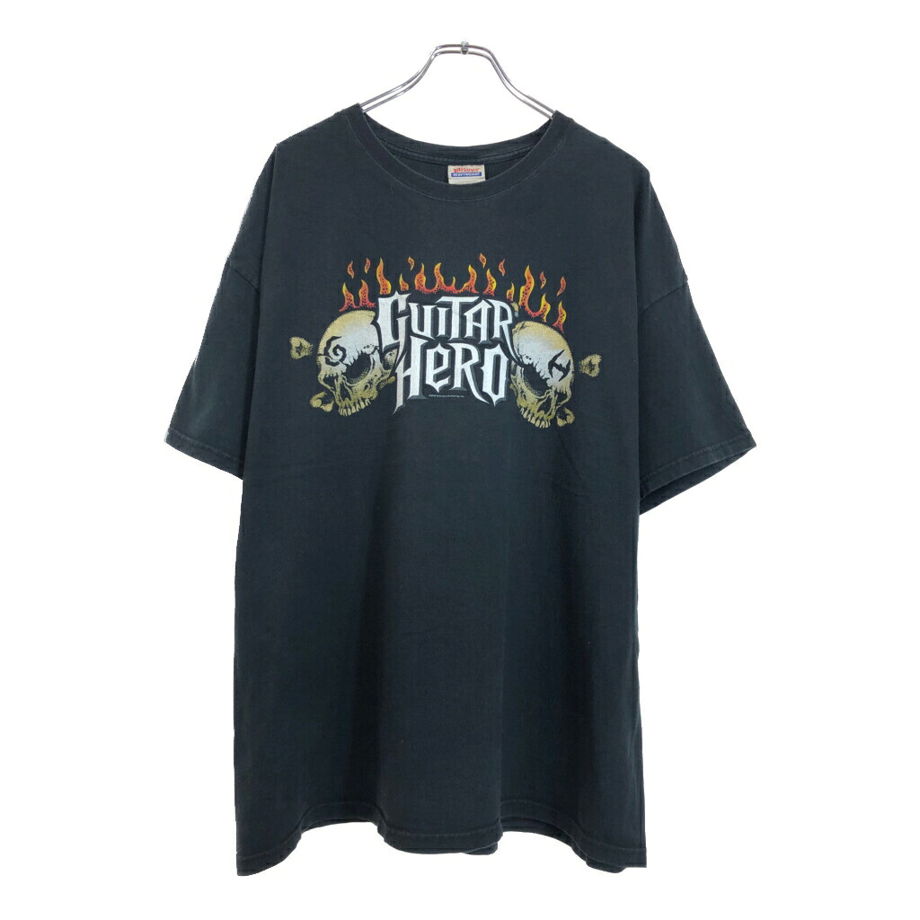 00年代 Guitar Hero ギターヒーロー 半袖Ｔシャツ 大きいサイズ ゲーム ブラック(メンズ 2XL)中古 古着 U7907｜YAMAHISA USEDCLOTHINGSHOP