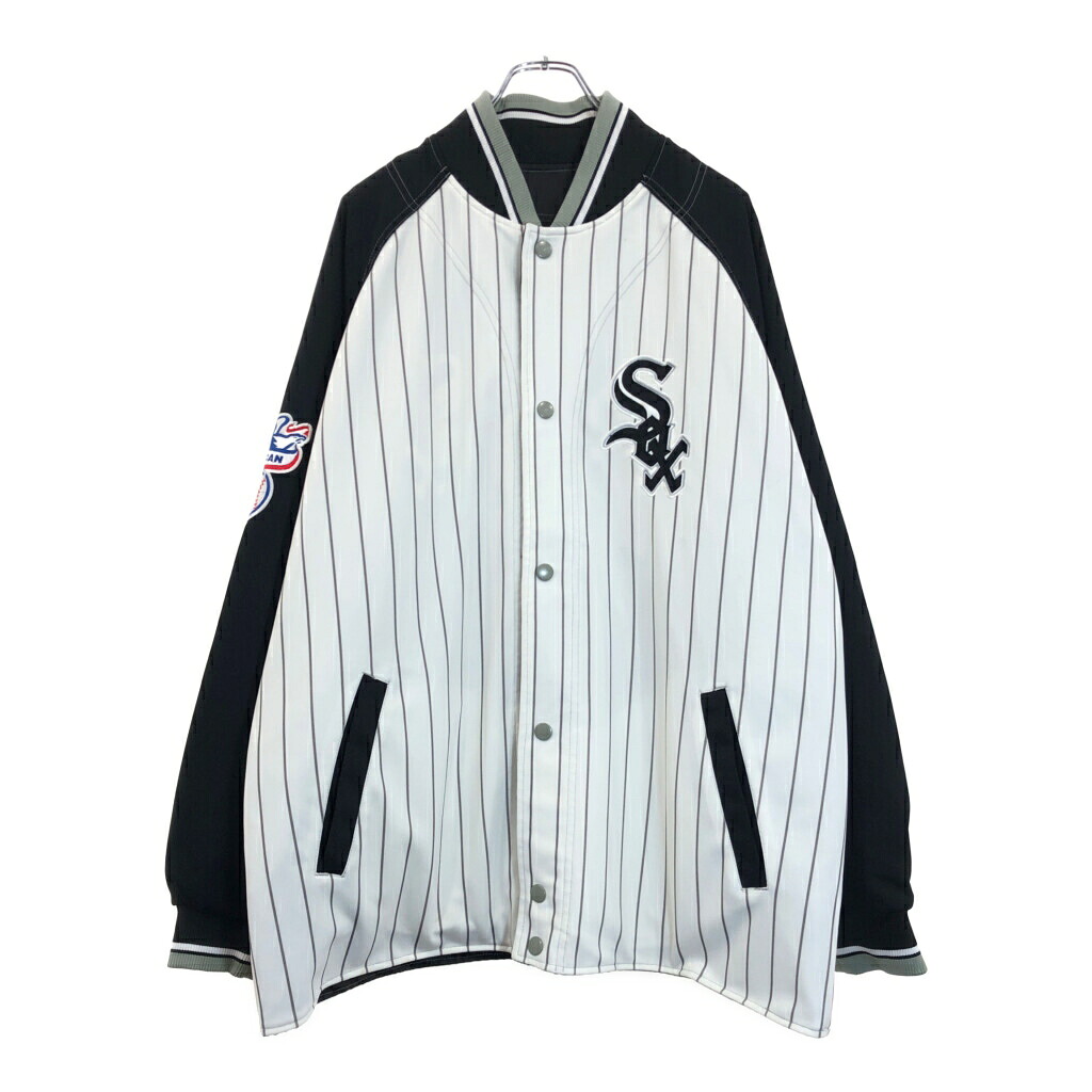 MLB シカゴ・ホワイトソックス リバーシブルスタジアムジャケット メジャーリーグ ストライプ ホワイト(メンズ L)中古 古着 U8101|YAMAHISA USEDCLOTHINGSHOP
