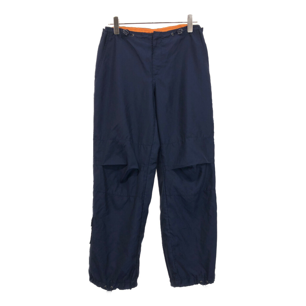 古着 90s〜 オールドネイビー 極太 ワイド スラックス ベージュ コットン 古着 90s Italy製 MABITEX 2タック 上質 100% リネン スラックス