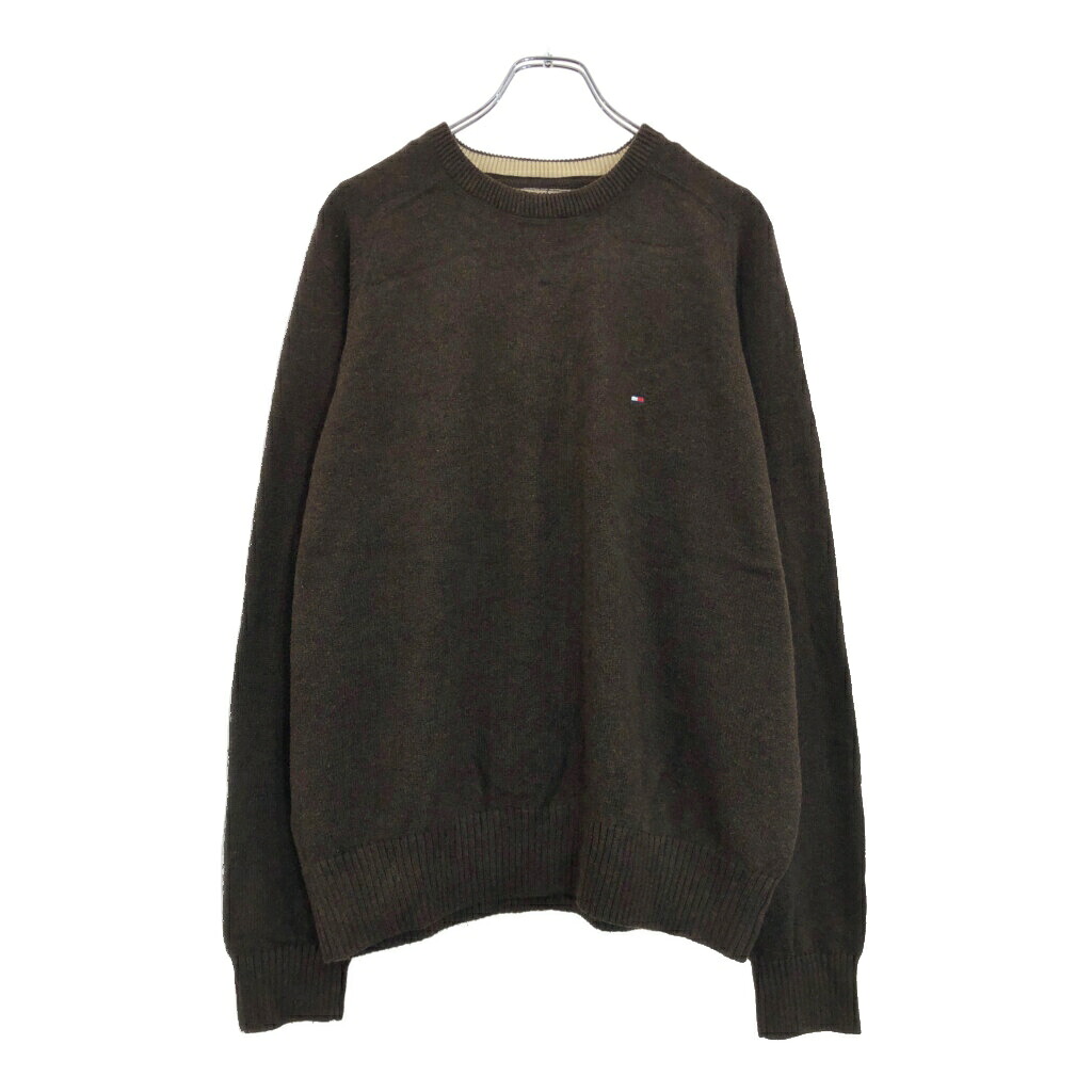 TOMMY HILFIGER トミーヒルフィガー コットン ニット セーター ブラウン(メンズ L)中古 古着 U8163