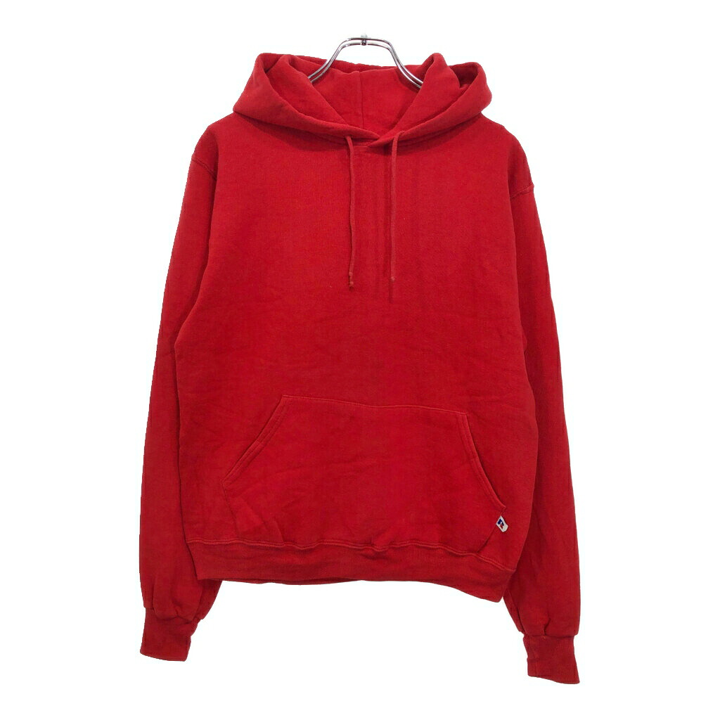 80年代 USA製 RUSSELL ATHLETIC ラッセル スウェット パーカー 無地 レッド(メンズ S)中古 古着 U8670