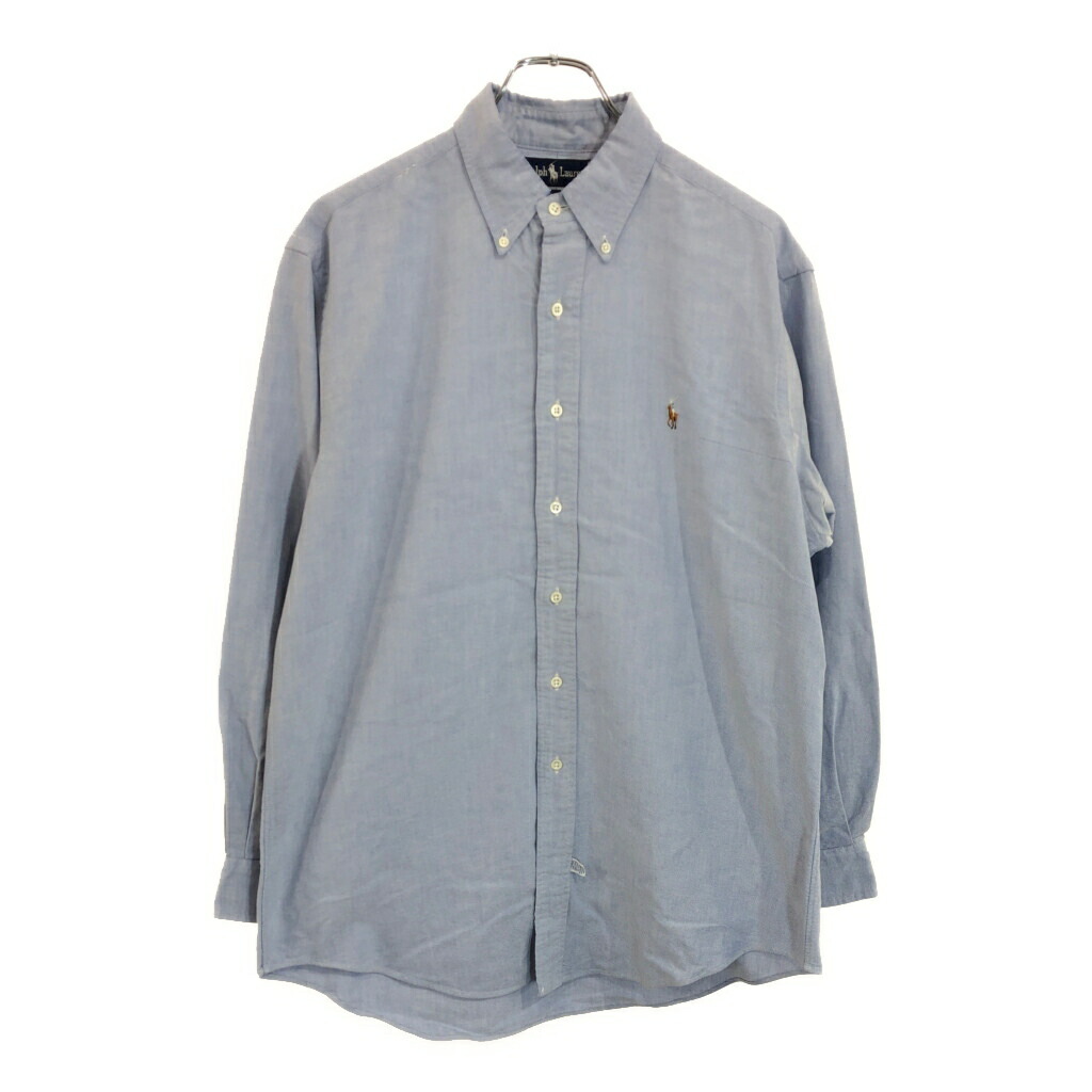 90年代 Polo by Ralph Lauren ポロ ラルフローレン ボタンダウン 長袖シャツ ライトブルー(メンズ 16)中古 古着 U8675