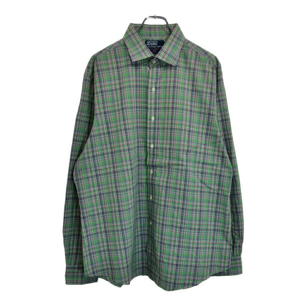 Polo by Ralph Lauren ポロ ラルフローレン 長袖シャツ チェック グリーン(メンズ XL)中古 古着 U8704