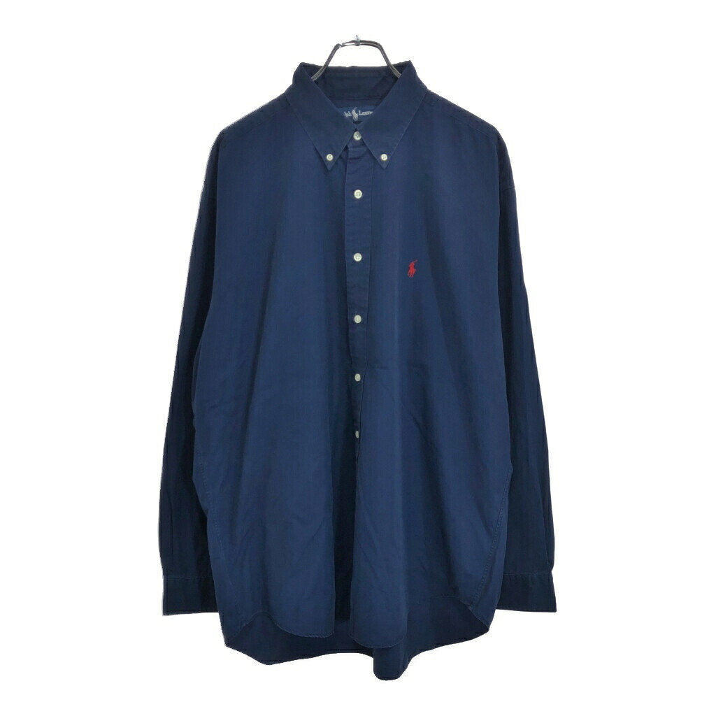 RALPH LAUREN ラルフローレン BLAKE ボタンダウン 長袖シャツ ネイビー(メンズ XL)中古 古着 U8706