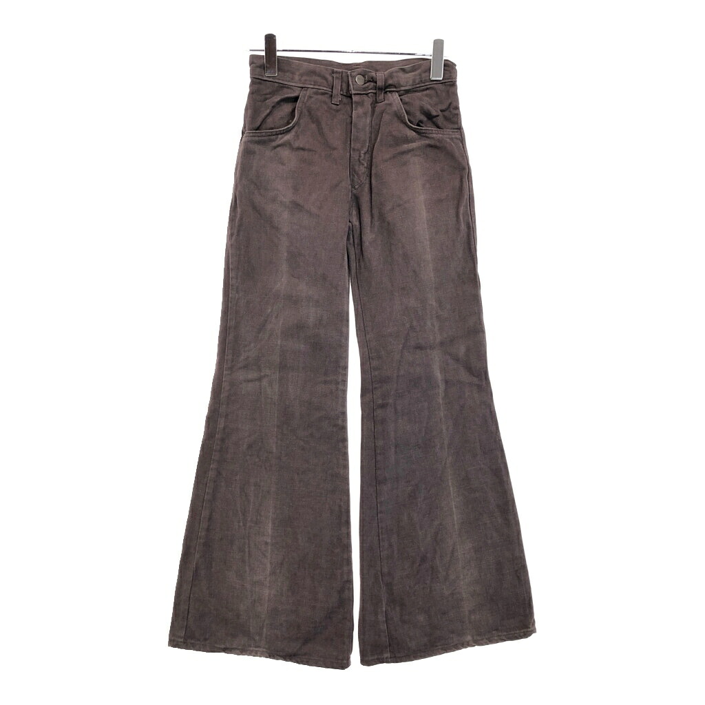 70年代 DINGOS ブーツカット シャモアクロスパンツ ブラウン(メンズ W26 L30 相当)中古 古着 U8725