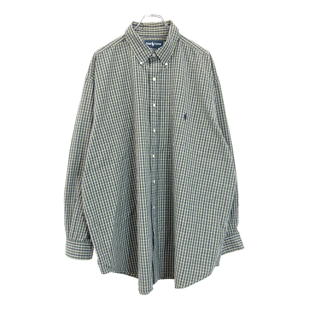 RALPH LAUREN ラルフローレン ボタンダウン 長袖シャツ 大きいサイズ チェック マルチカラー(メンズ 2X)中古 古着 U9011