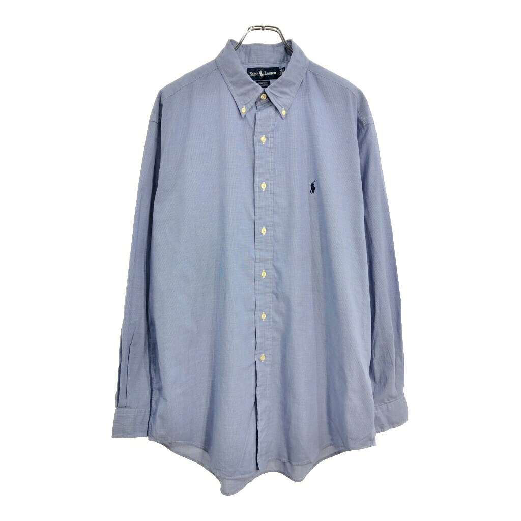 90年代 RALPH LAUREN ラルフローレン 長袖シャツ ブルー(メンズ 16 1/2)中古 古着 U9701