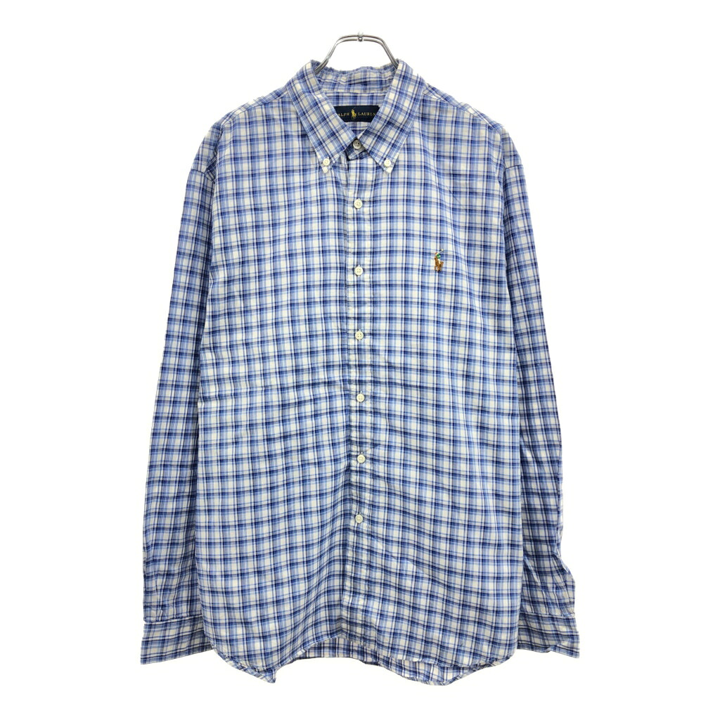RALPH LAUREN ラルフローレン ボタンダウン 長袖シャツ ブルー(メンズ XL)中古 古着 U9702