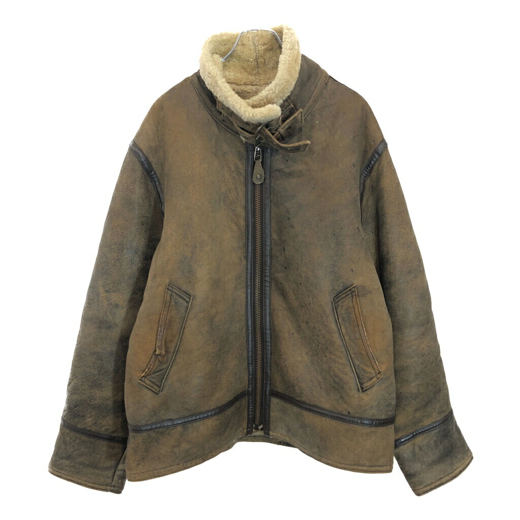 offset menswear B-3 フライトジャケット ムートンレザージャケット ブラウン(メンズ M相当)中古 古着 V0044｜YAMAHISA USEDCLOTHINGSHOP