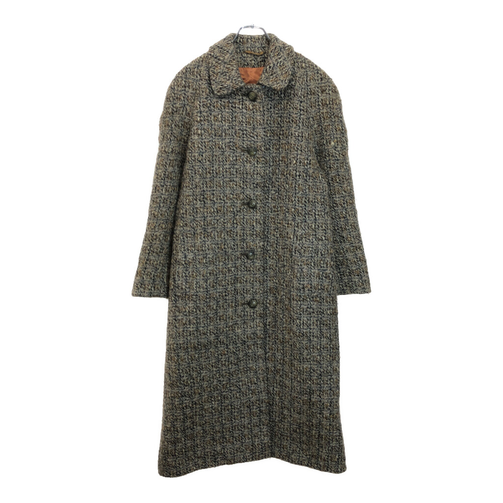 80年代 イングランド製 Aquascutum アクアスキュータム ツイード バルマカーンコート(レディース 12 REG)中古 古着 V0205