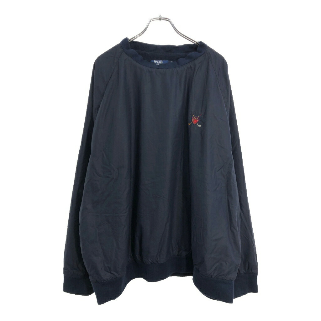 90年代 USA製 Polo by Ralph Lauren ポロ ラルフローレン プルオーバージャケット ネイビー(メンズ XL)中古 古着 V0537