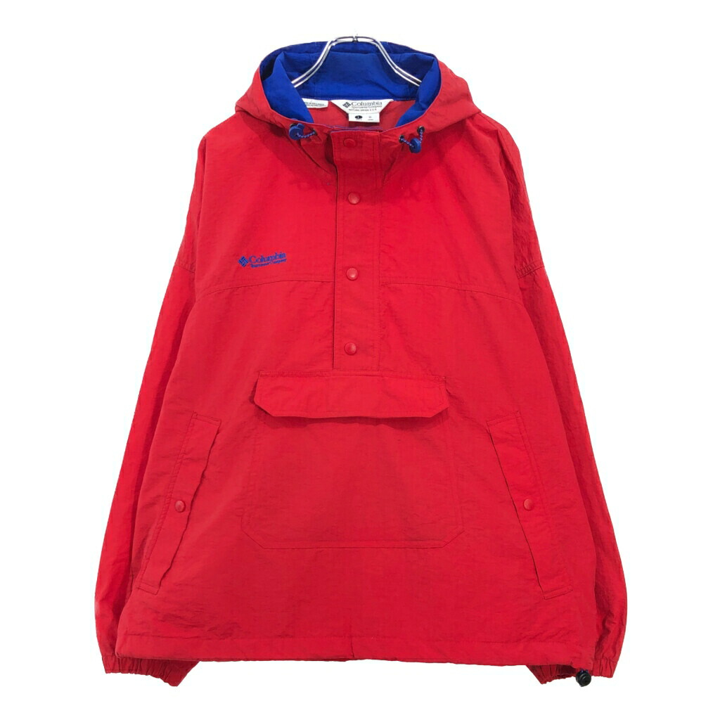 【K99】90-00s Columbiaコロンビア アノラックパーカー刺繍白×赤 SALE】Columbia 90's 古着 マウンテンパーカー 赤 白 ツートン フード