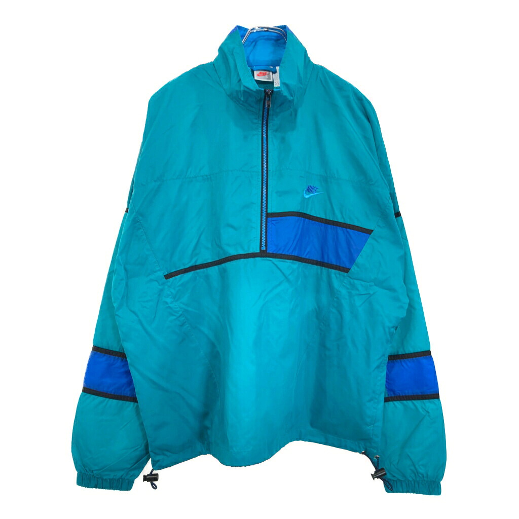 90年代 NIKE ナイキ ハーフジップ プルオーバージャケット スポーツ ブルー(メンズ L)中古 古着 V0825