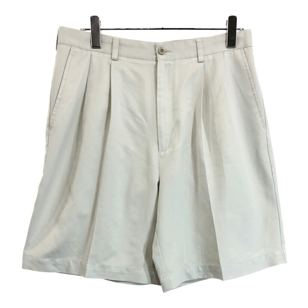 PERRY ELLIS ペリー エリス 2タック スラックスショートパンツ アイボリー(メンズ 34)中古 古着 V1012