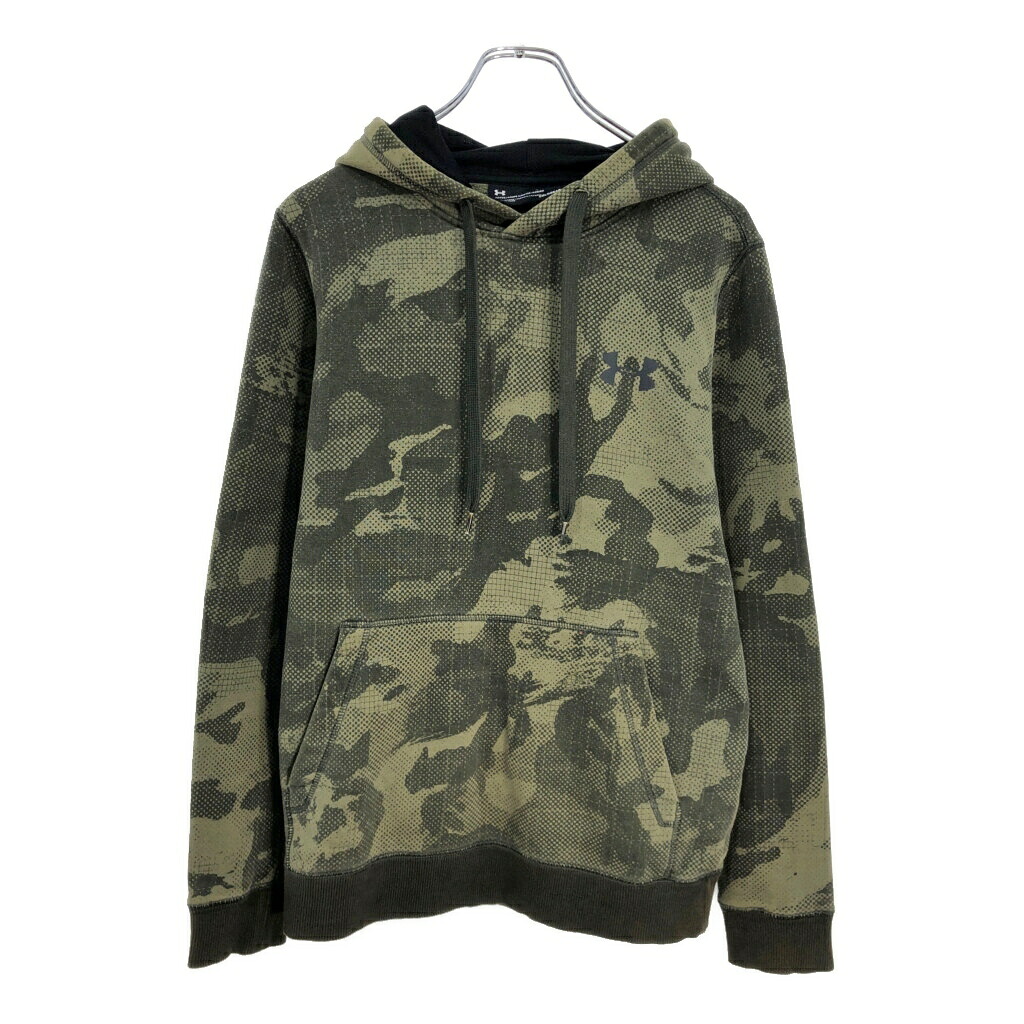 UNDER ARMOUR アンダーアーマー スウェット パーカー スポーツ 迷彩 オリーブ(メンズ S)中古 古着 V1101