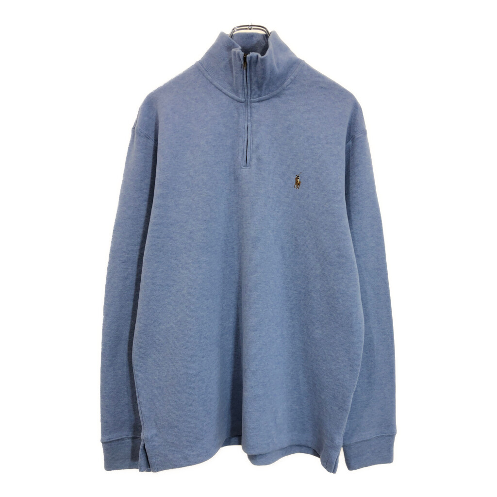 Polo by Ralph Lauren ポロ ラルフローレン ハーフジップ コットンセーター ライトブルー(メンズ M)中古 古着 V1542