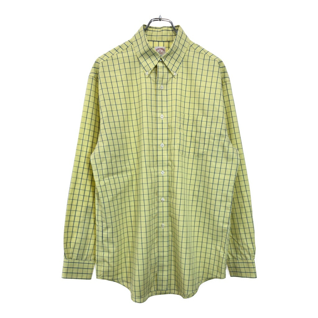 Brooks Brothers ブルックスブラザーズ ボタンダウン 長袖シャツ チェック イエロー(メンズ M)中古 古着 V1586