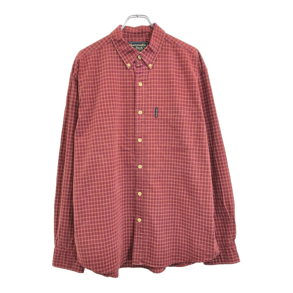 Abercrombie & Fitch アバクロンビーアンドフィッチ ボタンダウン 長袖シャツ チェック レッド(メンズ L)中古 古着 V1611