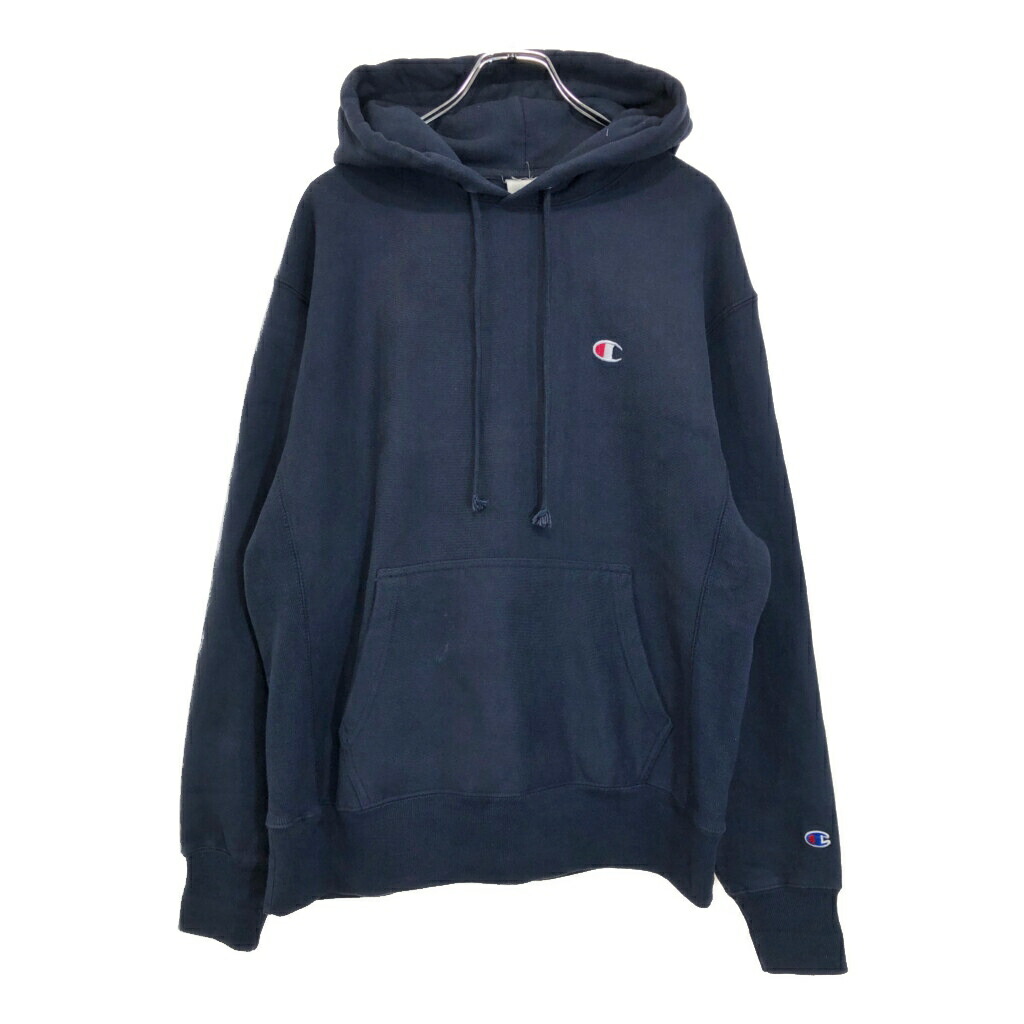 Champion チャンピオン REVERSE WEAVE リバースウィーブ スウェットパーカー ネイビー(メンズ LARGE)中古 古着 V1635