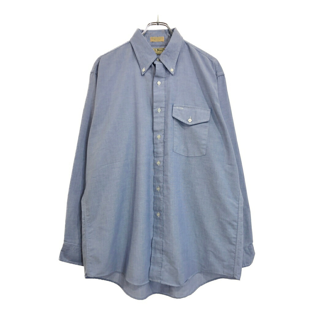 80年代 USA製 L.L.Bean エルエルビーン ボタンダウン 長袖シャツ アウトドア ライトブルー(メンズ 17-35)中古 古着 V1994