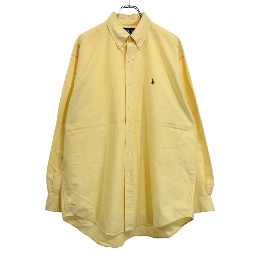 RALPH LAUREN ラルフローレン BLAKE ボタンダウン 長袖シャツ イエロー(メンズ L)中古 古着 V1997