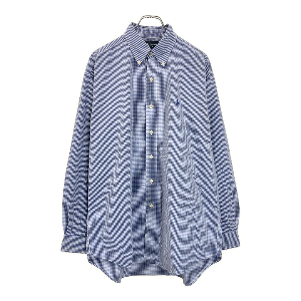 RALPH LAUREN ラルフローレン BLAKE ボタンダウン 長袖シャツ ギンガムチェック ブルー(メンズ L)中古 古着 V2551