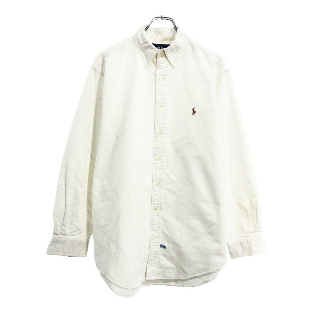 90年代 RALPH LAUREN ラルフローレン ボタンダウン 長袖シャツ ホワイト(メンズ 16 1/2)中古 古着 V2641