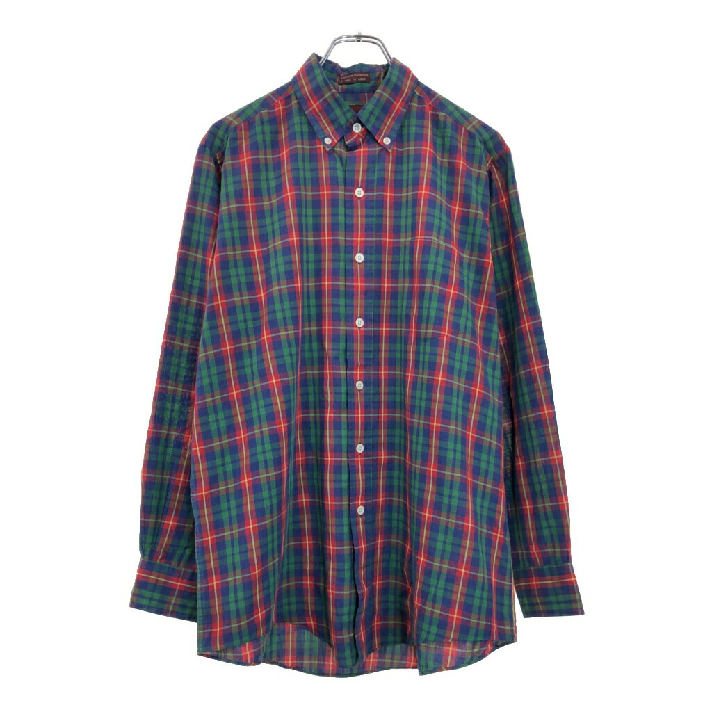 90年代 CHAPS Ralph Lauren チャップス ラルフローレン ボタンダウン 長袖シャツ チェック マルチカラー(メンズ M)中古 古着 V2666