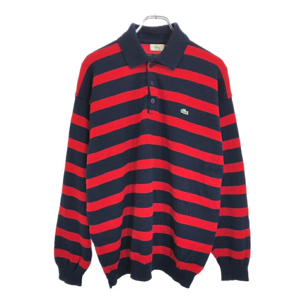 LACOSTE ラコステ ボーダー ウールニットポロシャツ レッド(メンズ 6)中古 古着 V2851