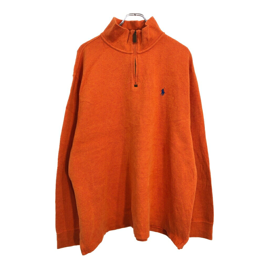Polo by Ralph Lauren ポロ ラルフローレン ハーフジップ コットンセーター オレンジ(メンズ XL)中古 古着 V3148