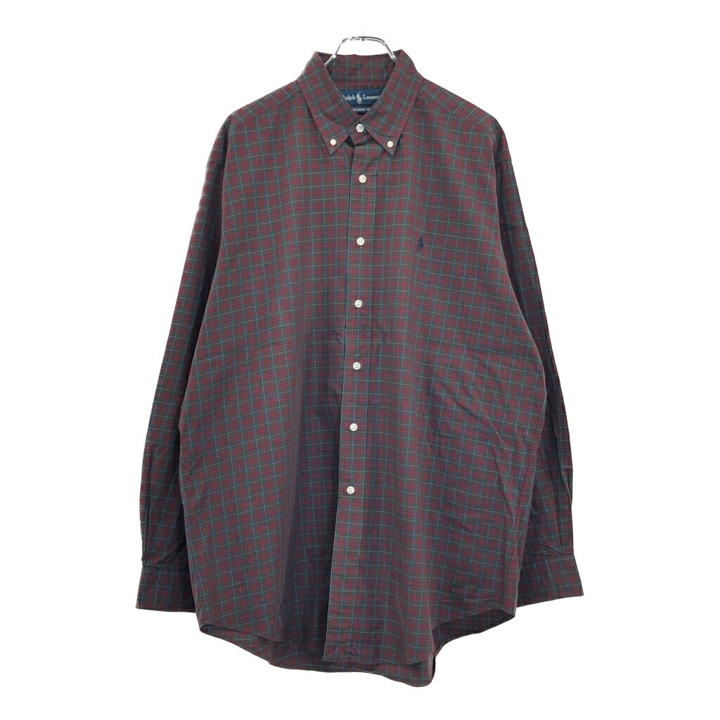 RALPH LAUREN ラルフローレン ボタンダウンシャツ チェック マルチカラー(メンズ L)中古 古着 V3204