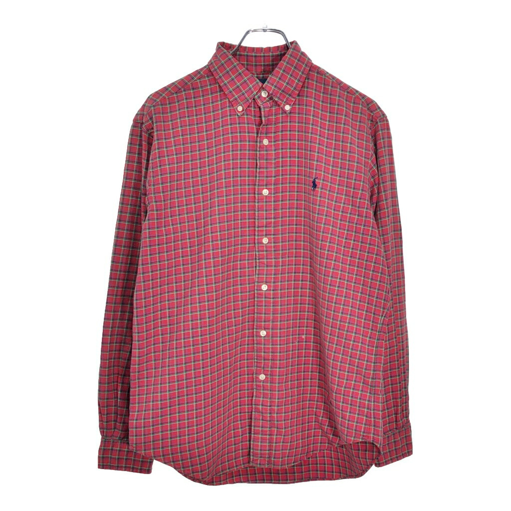RALPH LAUREN ラルフローレン ボタンダウンシャツ チェック レッド(メンズ M)中古 古着 V3221