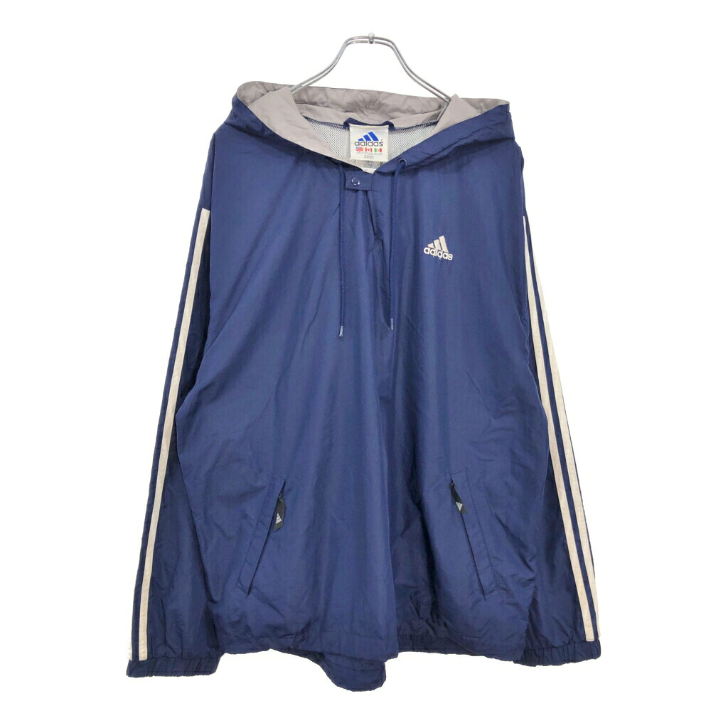 90年代 adidas アディダス フーデッド プルオーバージャケット スポーツ ブルー(メンズ M)中古 古着 V3258|YAMAHISA USEDCLOTHINGSHOP