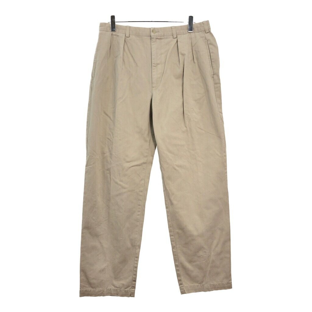 90s ラルフローレン ポロチノ ツータックチノ ベージュUSA W32 L30 90s ポロラルフローレン ポロチノ ツータック ベージュ 古着 w33