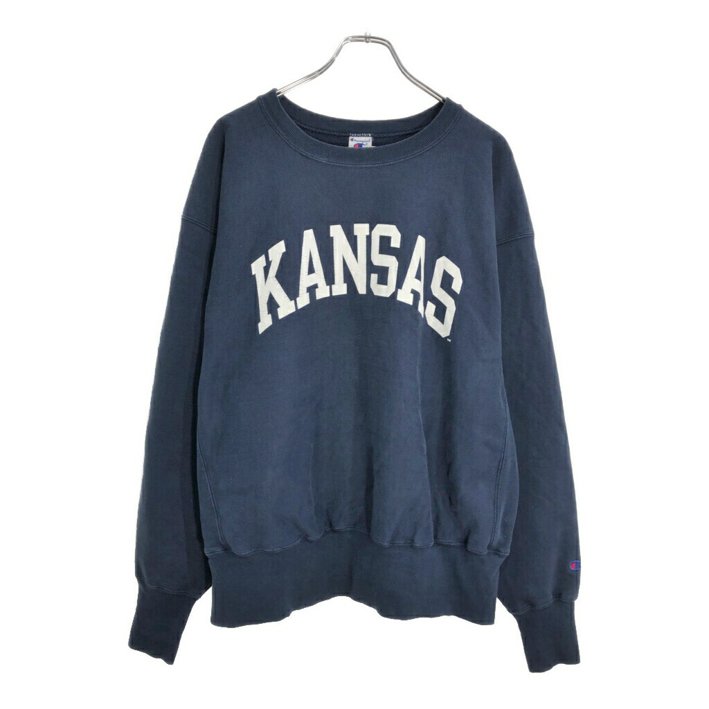 90年代 Champion チャンピオン AUTHENTIC オーセンティック スウェット カレッジ ネイビー(メンズ XL)中古 古着 v3863
