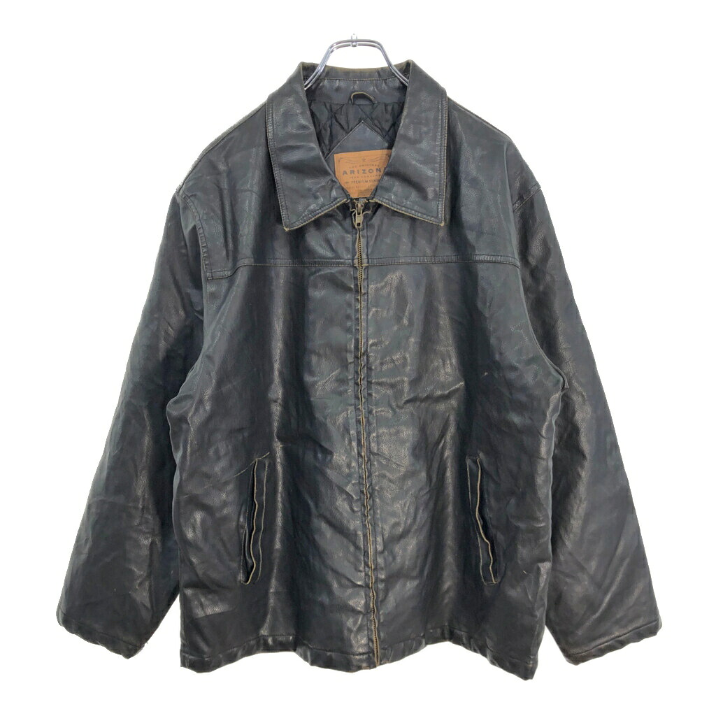 ARIZONA JEAN COMPANY レザージャケット ブラック(メンズ XL)中古 古着 v4241｜YAMAHISA USEDCLOTHINGSHOP