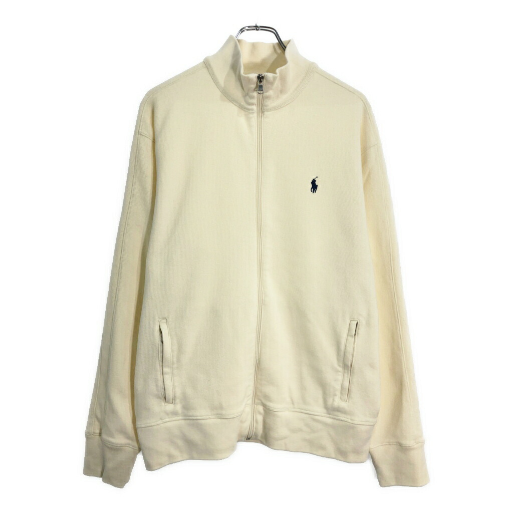 ラルフローレン　ドライバーズニット　ジップアップ　アイボリー　ボーダー柄　刺繍 ラルフローレン ドライバーズニット ジップアップ アイボリー ボーダー