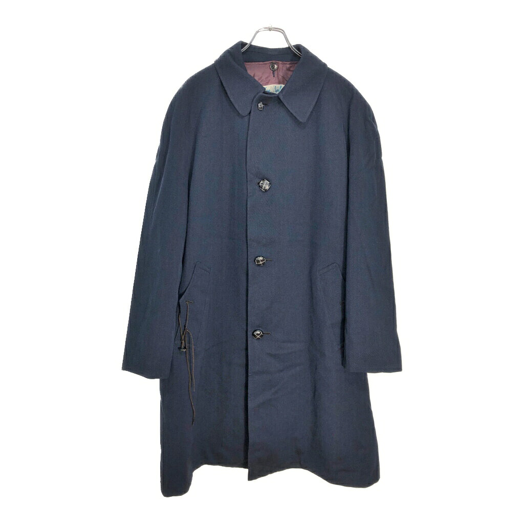 80年代 カナダ製 Aquascutum アクアスキュータム バルマカーンコート ネイビー(メンズ 42相当)中古 古着 V4845