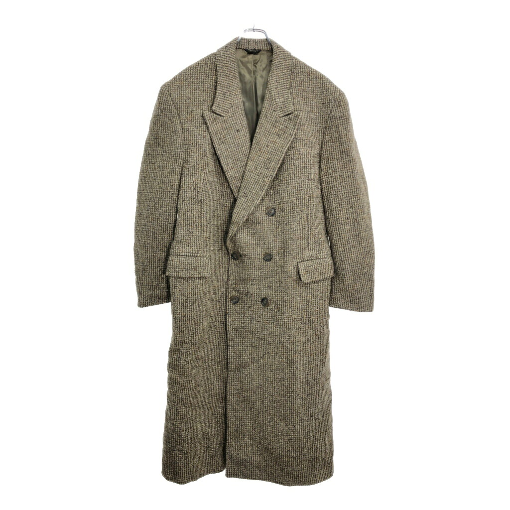 80年代 USA製 LANVIN ランバン ダブルブレスト ツイード チェスターフィールドコート ブラウン(メンズ M相当)中古 古着 V4878｜YAMAHISA USEDCLOTHINGSHOP
