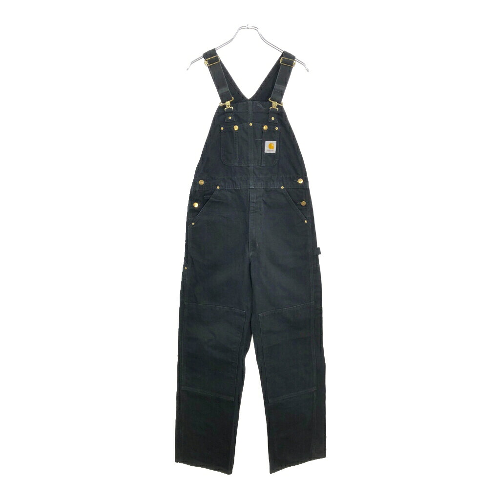 00年代 Carhartt カーハート ダック ダブルニー ビブオーバーオール ブラック(メンズ W34 L32)中古 古着 V4972｜YAMAHISA USEDCLOTHINGSHOP