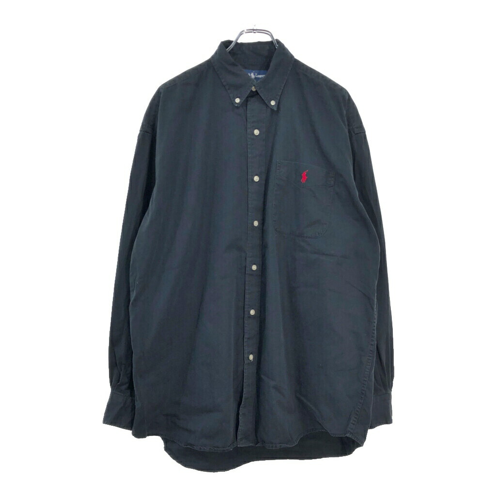 RALPH LAUREN ラルフローレン BLAKE ボタンダウン 長袖シャツ ブラック(メンズ XL)中古 古着 V5003