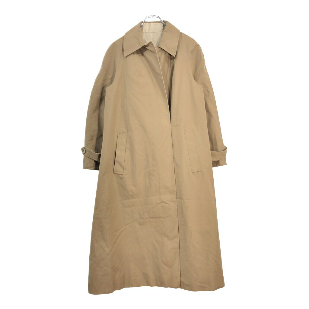 80年代 イングランド製 Aquascutum アクアスキュータム リバーシブル ステンカラーコート ベージュ(レディース 10)中古 古着 V5130