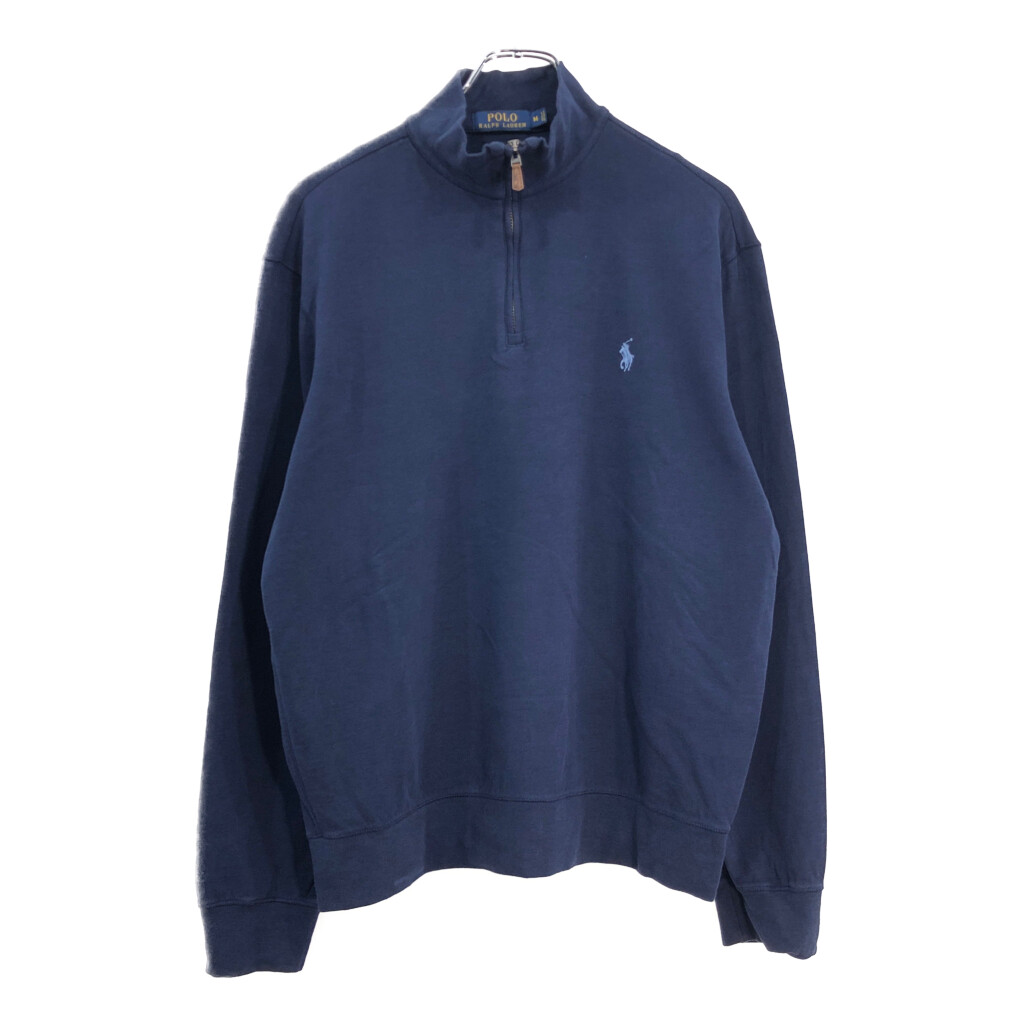 Polo by Ralph Lauren ポロ ラルフローレン ハーフジップ コットンセーター ネイビー(メンズ M)中古 古着 V5260
